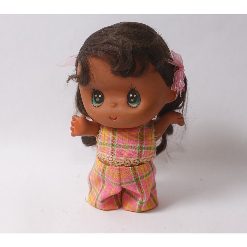 1970s Japanese Showa Retro Doll Large Eyes Pink Tartan Outfit Sekiguchi Maybe